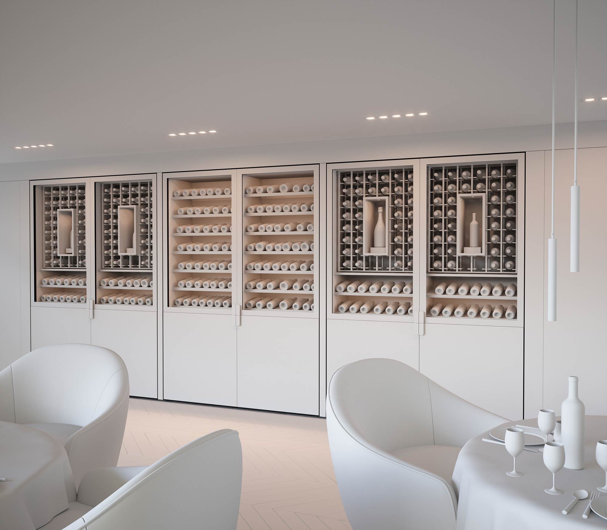Maquette Blanche 3D - Projet de Cave à vin pour Restaurant
